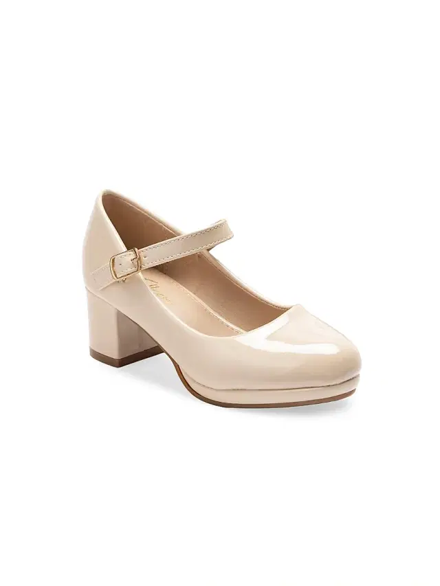 Tulleen Little Girl's & Girl's Mary Jane Heels - Beige 5 (Child)