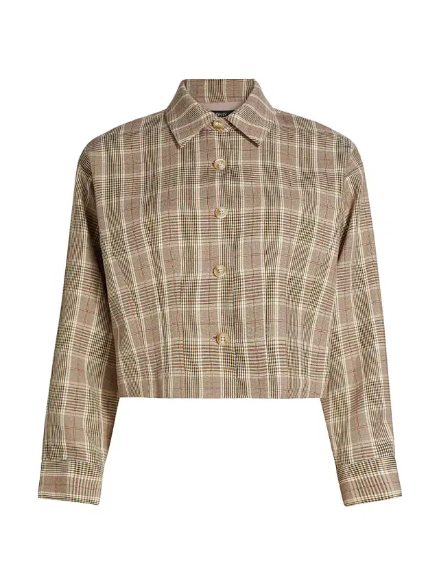 If Only Studio Women's Plaid Stretch Jacket - Camel