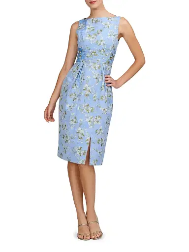 Kay Unger Women's Ginny Floral Pleated Cocktail Dress - Blue Bird | Thumbnail 2