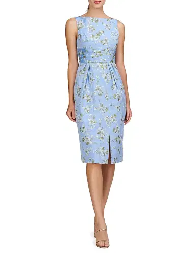 Kay Unger Women's Ginny Floral Pleated Cocktail Dress - Blue Bird | Thumbnail 3