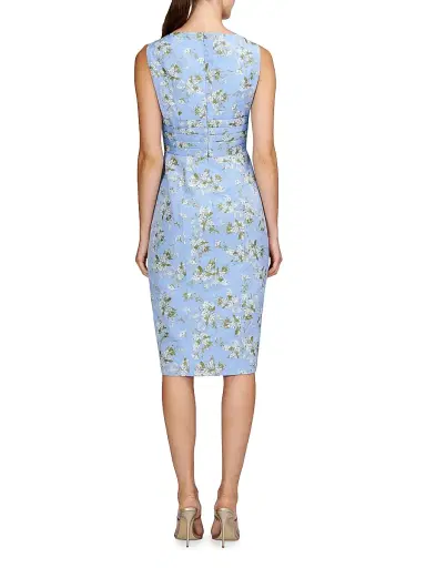 Kay Unger Women's Ginny Floral Pleated Cocktail Dress - Blue Bird | Thumbnail 4