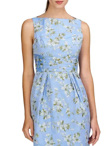 Kay Unger Women's Ginny Floral Pleated Cocktail Dress - Blue Bird | Thumbnail 5