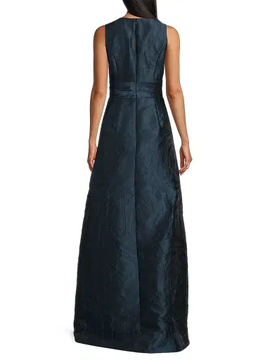 Kay Unger Women's Mariah Jacquard Textured Gown - Blue Opal - Size 8 | Thumbnail 5