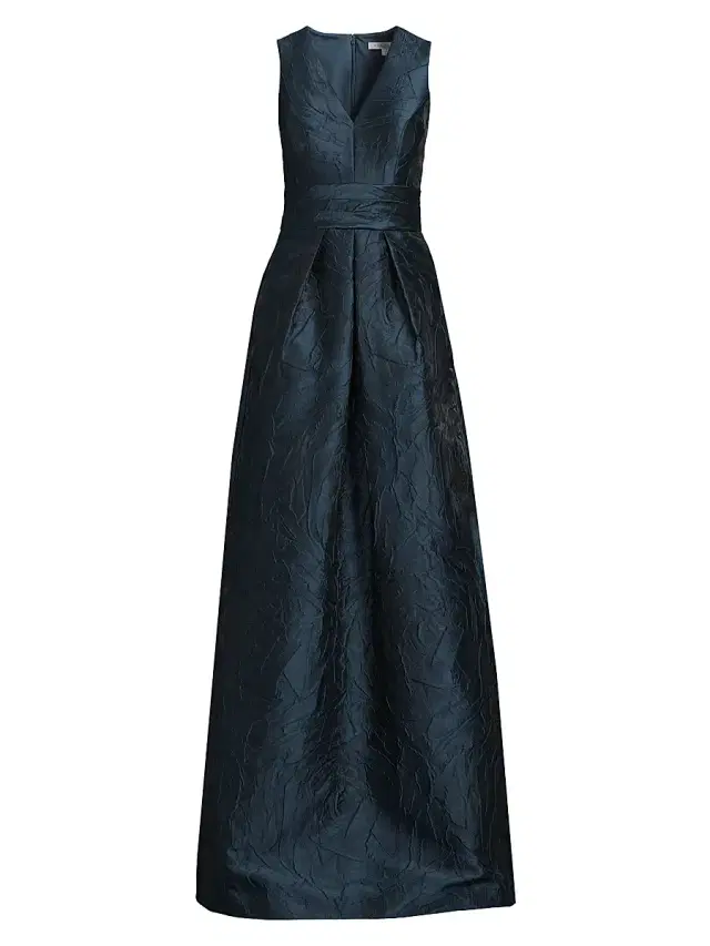 Kay Unger Women's Mariah Jacquard Textured Gown - Blue Opal