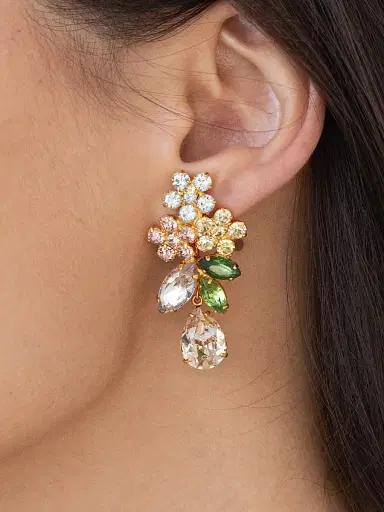 Jennifer Behr Women's Bouquet 18K Gold-Plated & Glass Crystal Drop Earrings | Thumbnail 2