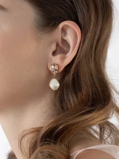 Jennifer Behr Women's Tunis 24K Gold-Plated, Crystal & Glass Pearl Drop Earrings - Antique Rose | Thumbnail 3 Jennifer Behr Women's Tunis 24K Gold-Plated, Crystal & Glass Pearl Drop Earrings - Antique Rose | Thumbnail 3