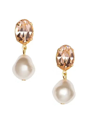 Jennifer Behr Women's Tunis 24K Gold-Plated, Crystal & Glass Pearl Drop Earrings - Antique Rose | Thumbnail 1 Jennifer Behr Women's Tunis 24K Gold-Plated, Crystal & Glass Pearl Drop Earrings - Antique Rose | Thumbnail 1