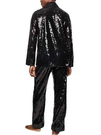 Petite Plume Women's Sequined Cotton Pajamas - Black - Size Large | Thumbnail 4 Petite Plume Women's Sequined Cotton Pajamas - Black - Size Large | Thumbnail 4