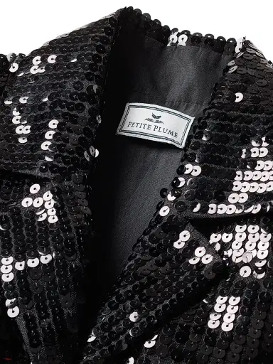 Petite Plume Women's Sequined Cotton Pajamas - Black - Size Large | Thumbnail 6 Petite Plume Women's Sequined Cotton Pajamas - Black - Size Large | Thumbnail 6