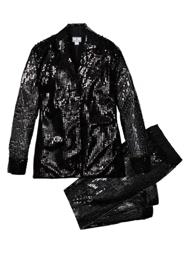 Petite Plume Women's Sequined Cotton Pajamas - Black - Size Large | Thumbnail 1 Petite Plume Women's Sequined Cotton Pajamas - Black - Size Large | Thumbnail 1