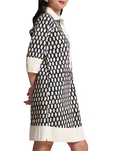 Frances Valentine Women's Tracey Loop-Print Cotton Poplin Minidress - Navy Multi - Size Small | Thumbnail 2