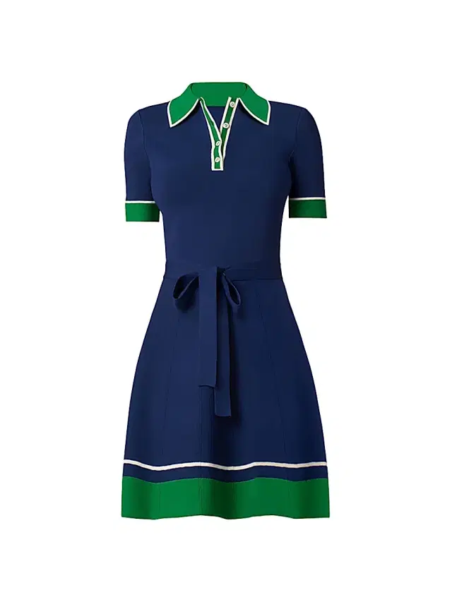 Shoshanna Women's Bennett Knit Polo Dress - Navy Green