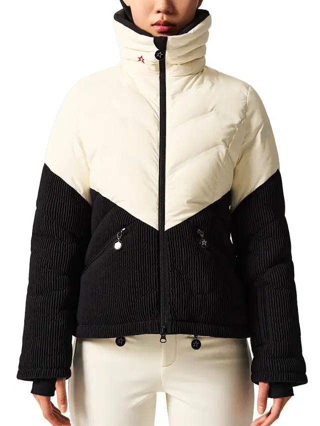 Perfect Moment Women's Ski Duvet Colorblocked Down Jacket - White Black