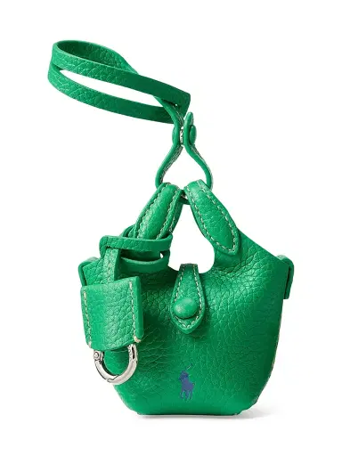 Polo Ralph Lauren Women's Shiny Drum Pebbled Leather Bag Charm | Thumbnail 1 Polo Ralph Lauren Women's Shiny Drum Pebbled Leather Bag Charm | Thumbnail 1