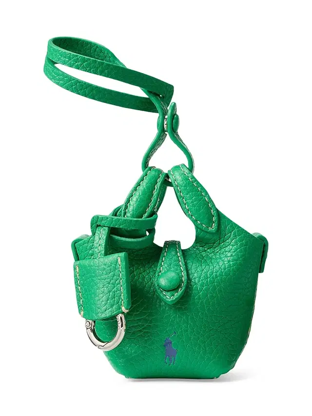 Polo Ralph Lauren Women's Shiny Drum Pebbled Leather Bag Charm - Parrot