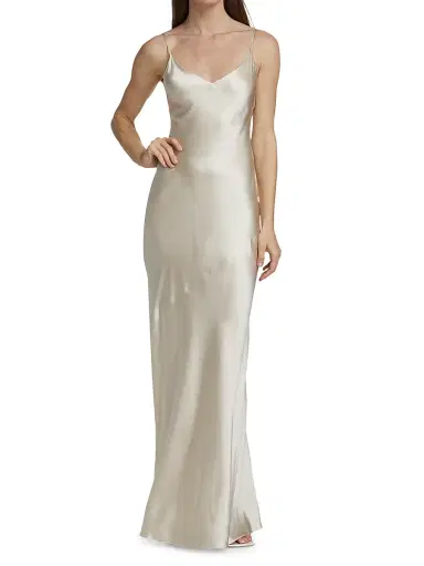 L'Agence Women's Serita Silk Slip Maxi Dress - Champagne - Size 10 | Thumbnail 2