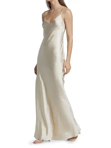 L'Agence Women's Serita Silk Slip Maxi Dress - Champagne - Size 10 | Thumbnail 4
