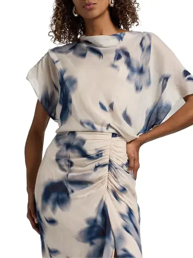 Amsale Women's Blurred Floral Draped A-Line Gown | Thumbnail 6 Amsale Women's Blurred Floral Draped A-Line Gown | Thumbnail 6