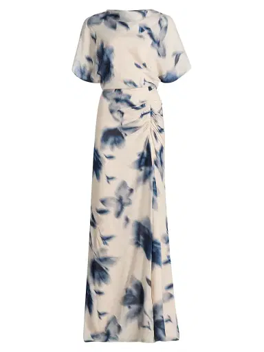 Amsale Women's Blurred Floral Draped A-Line Gown | Thumbnail 1 Amsale Women's Blurred Floral Draped A-Line Gown | Thumbnail 1