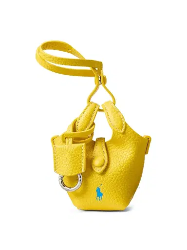 Polo Ralph Lauren Women's Shiny Drum Pebbled Leather Bag Charm | Thumbnail 1 Polo Ralph Lauren Women's Shiny Drum Pebbled Leather Bag Charm | Thumbnail 1