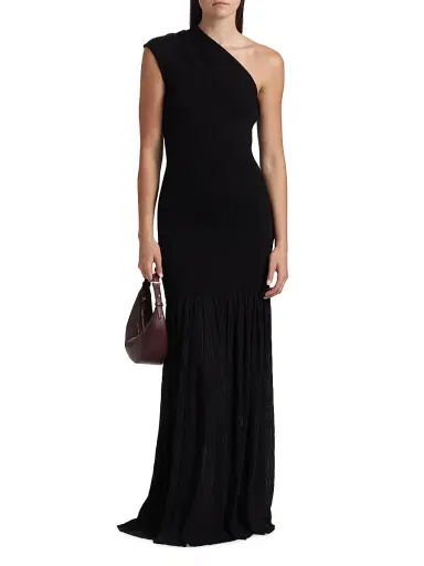 Proenza Schouler Women's Cora Pleated Crepe Chiffon Dress - Black | Thumbnail 3 Proenza Schouler Women's Cora Pleated Crepe Chiffon Dress - Black | Thumbnail 3