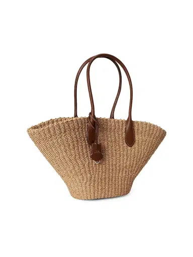 Polo Ralph Lauren Women's Bellport Raffia Basket Tote Bag | Thumbnail 3