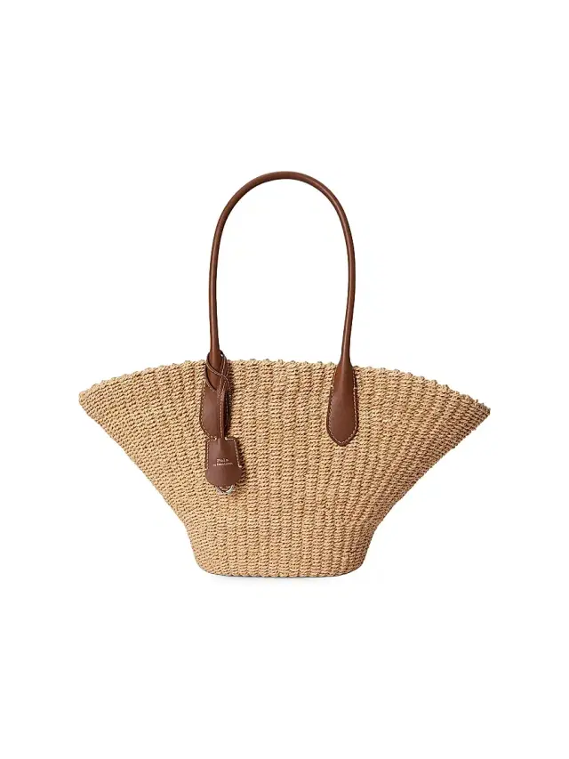 Polo Ralph Lauren Women's Bellport Raffia Basket Tote Bag - Natural Cuoio