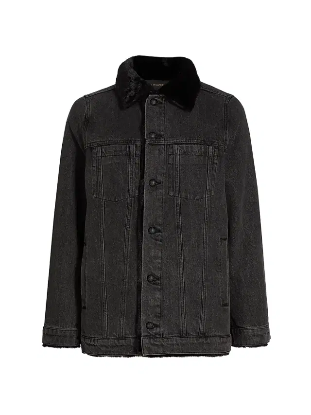 Kobi Halperin Women's Shadow Faux Fur-Trim Denim Coat - Black Black