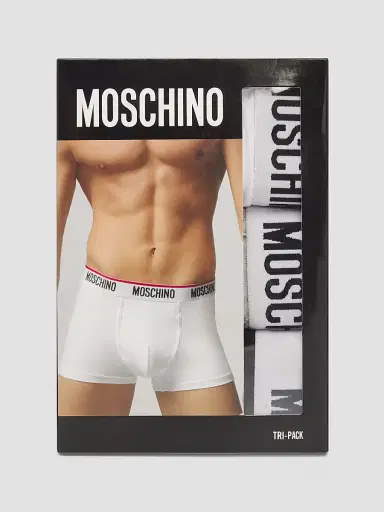 Moschino Men's Essential Logo Stretch-Jersey Trunk Brief 3-Pack - Multi Black | Thumbnail 2