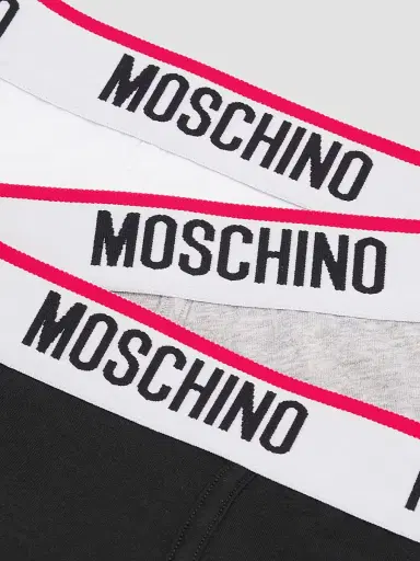 Moschino Men's Essential Logo Stretch-Jersey Trunk Brief 3-Pack - Multi Black | Thumbnail 3