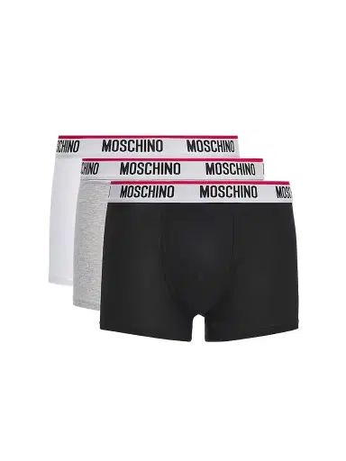 Moschino Men's Essential Logo Stretch-Jersey Trunk Brief 3-Pack - Multi Black | Thumbnail 1
