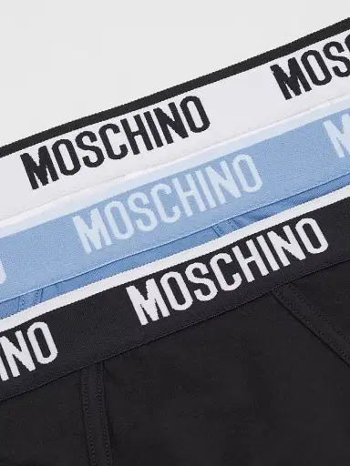 Moschino Men's Basic Logo Stretch-Jersey Micro Brief 3-Pack - Multi Blue | Thumbnail 3