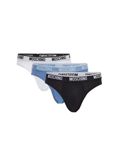 Moschino Men's Basic Logo Stretch-Jersey Micro Brief 3-Pack - Multi Blue | Thumbnail 1