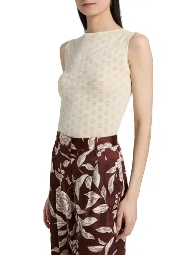 TANYA TAYLOR Women's Charlisa Cotton-Blend Knit Top - Cream - Size XL | Thumbnail 4 TANYA TAYLOR Women's Charlisa Cotton-Blend Knit Top - Cream - Size XL | Thumbnail 4