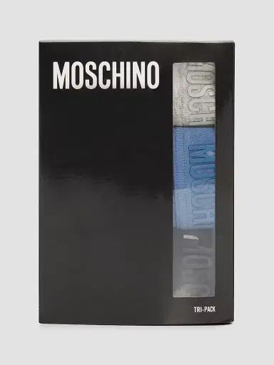 MOSCHINO Men's Tonal Logo Stretch-Jersey Trunk Brief 3-Pack - Multi Grey | Thumbnail 3 MOSCHINO Men's Tonal Logo Stretch-Jersey Trunk Brief 3-Pack - Multi Grey | Thumbnail 3