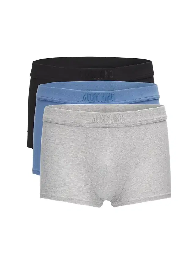 MOSCHINO Men's Tonal Logo Stretch-Jersey Trunk Brief 3-Pack - Multi Grey
