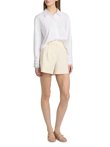 TANYA TAYLOR Women's Largaux Floral Embellished Crop Button-Front Top | Thumbnail 2