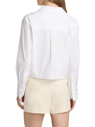 TANYA TAYLOR Women's Largaux Floral Embellished Crop Button-Front Top | Thumbnail 5