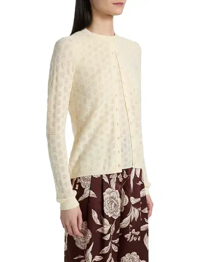 TANYA TAYLOR Women's Tori Polka Dot Cotton Cotton-Blend Cardigan - Cream - Size XL | Thumbnail 4 TANYA TAYLOR Women's Tori Polka Dot Cotton Cotton-Blend Cardigan - Cream - Size XL | Thumbnail 4