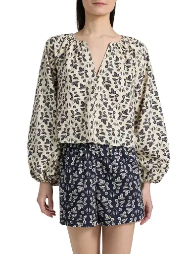 TANYA TAYLOR Women's Adelina Floral Cotton Poplin Top | Thumbnail 3 TANYA TAYLOR Women's Adelina Floral Cotton Poplin Top | Thumbnail 3