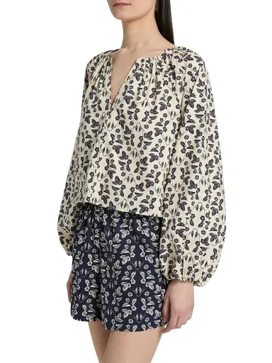 TANYA TAYLOR Women's Adelina Floral Cotton Poplin Top | Thumbnail 4 TANYA TAYLOR Women's Adelina Floral Cotton Poplin Top | Thumbnail 4