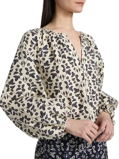 TANYA TAYLOR Women's Adelina Floral Cotton Poplin Top | Thumbnail 6 TANYA TAYLOR Women's Adelina Floral Cotton Poplin Top | Thumbnail 6