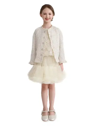 Tulleen Little Girl's & Girl's Sequin Tweed Jacket | Thumbnail 3 Tulleen Little Girl's & Girl's Sequin Tweed Jacket | Thumbnail 3