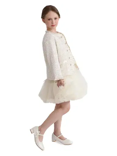 Tulleen Little Girl's & Girl's Sequin Tweed Jacket | Thumbnail 4 Tulleen Little Girl's & Girl's Sequin Tweed Jacket | Thumbnail 4