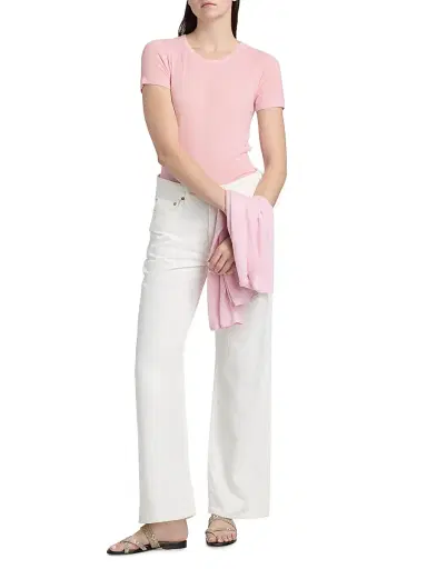 MAJESTIC FILATURES Women's Cashmere Short-Sleeve Tee - Blossom - Size Large | Thumbnail 2