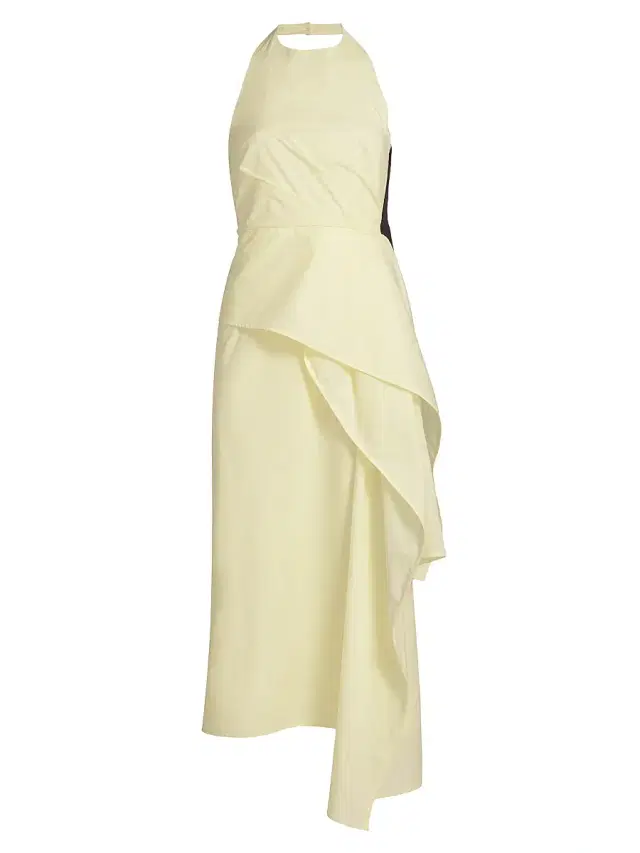 16Arlington Women's Selene Draped Cotton Halter Midi-Dress
