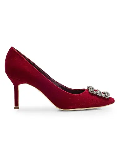 Manolo Blahnik Women's Hangisi Crystal-Embellished Buckle Pumps | Thumbnail 1