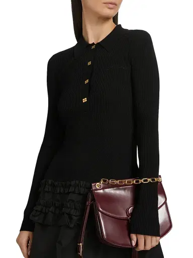 Ganni Women's Mélange Rib-Knit A-Line Minidress - Black | Thumbnail 6 Ganni Women's Mélange Rib-Knit A-Line Minidress - Black | Thumbnail 6