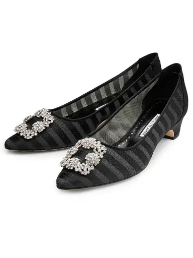 Manolo Blahnik Women's Hangisila Jewel Buckle Pumps - Grey Black - Size 6 | Thumbnail 2