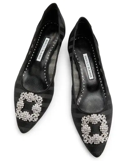 Manolo Blahnik Women's Hangisila Jewel Buckle Pumps - Grey Black - Size 6 | Thumbnail 4